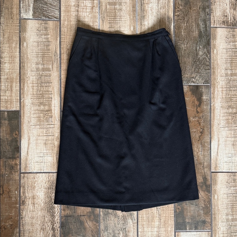 VTG Pendleton Black 100% Virgin Wool Midi Pencil Skirt | Size 14 | Made in USA